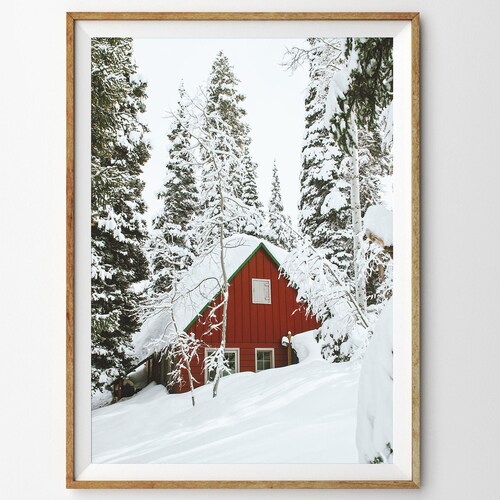 Cabin in the Woods Rustic Cabin Wall Art Snowy Winter Scene Etsy