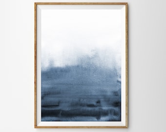 Watercolor Print Indigo Blue Wall Art Abstract Painting Printable Art Modern Decor Minimalist Art Print Navy Blue Art Large Wall Art Prints
