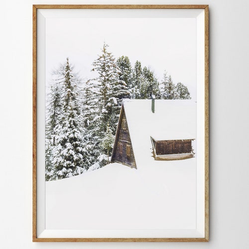 Cabin in the Woods Rustic Cabin Wall Art Snowy Winter Scene Etsy