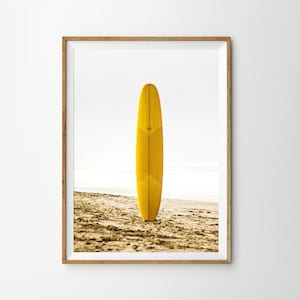 Yellow Surfboard Print Beach Decor Large Printable Poster Dorm Decor Surf Art Print Printable Wall Art Beach Nursery Surfboard Poster
