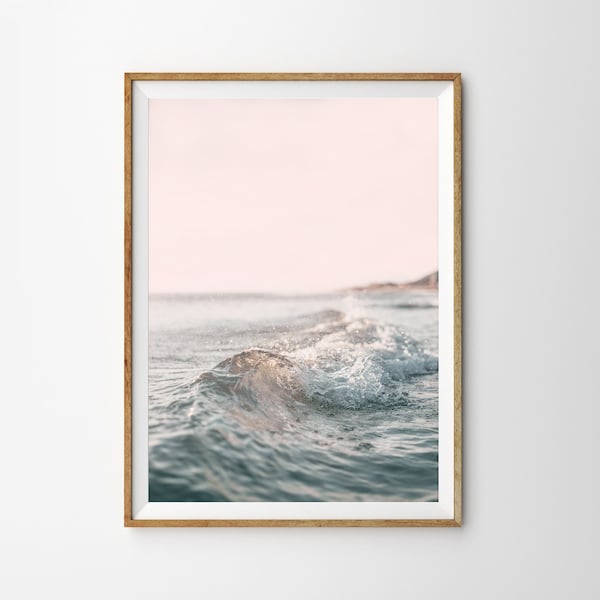 Ocean Wall Art Prints Pastel Print Pink Wall Art Coastal Decor Beach Poster Print Waves Print Printable Wall Art Ocean Print Ocean Waves