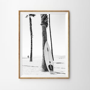 Surf Art Surfboard Wall Art Beach Print Surf Board Print Printable Wall Art Summer Poster Surf Poster Black and White Beach Themed Room