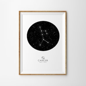 Krebs Druck Krebs Sternzeichen Druck Konstellation Print Star Karte Drucken Sternzeichen Druck Astrologie Druck Sternzeichen Kunstdruck Astronomie Druck moderne Kunst
