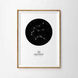 Wassermann Druck Wassermann Sternzeichen Druck Konstellation Druck Sternenkarte Druck Sternzeichen Druck Astrologie Druck Sternzeichen Kunstdruck Astronomie Druck