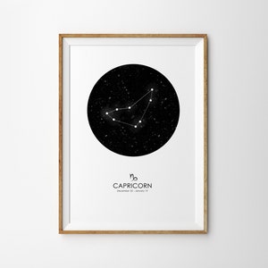 Steinbock Druck Steinbock Sternzeichen Druck Konstellation Print Star Karte Drucken Sternzeichen Druck Astrologie Druck Sternzeichen Kunstdruck moderne Wandkunst