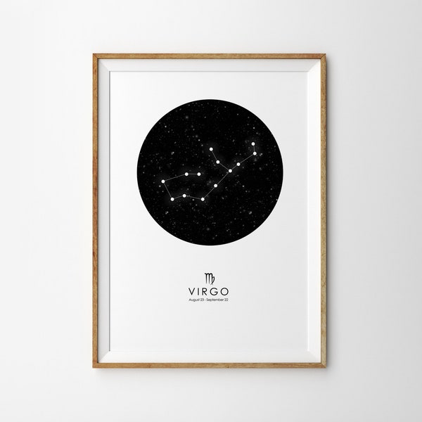 Virgo Print Virgo Zodiac Print Constellation Print Star Map Print Zodiac Print Astrology Print Zodiac Art Print Astronomy Print Modern Decor