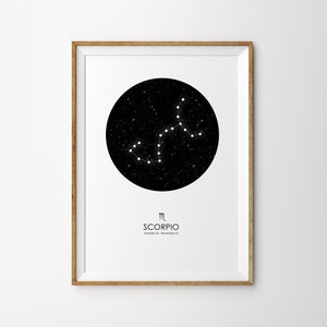 Skorpion Druck Skorpion Sternzeichen Druck Konstellation Druck Sternenkarte Druck Sternzeichen Druck Astrologie Druck Sternzeichen Kunstdruck Astronomie Druck