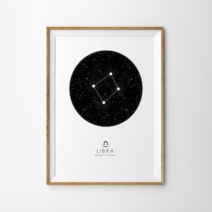 Waage Druck Waage Sternzeichen Druck Konstellation Druck Sternenkarte Druck Sternzeichen Druck Astrologie Druck Sternzeichen Kunstdruck Astronomie Druck moderne Dekor