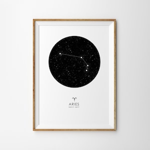 Widder Druck Widder Sternzeichen Druck Konstellation Druck Sternenkarte Druck Sternzeichen Druck Astrologie Druck Sternzeichen Kunstdruck Astronomie Druck moderne Dekor