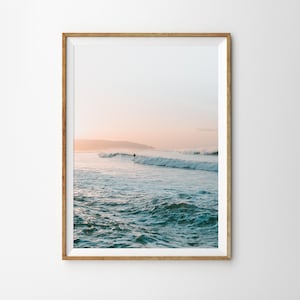 Sunset Surfing Print California Surf Art Beach Wall Art Summer Prints Large Printable Poster Sunset Poster Boho Beach Decor Coastal Print