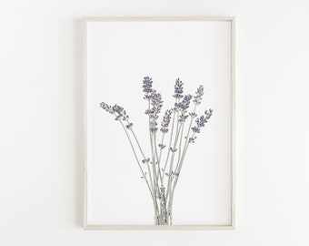 Lavender Print, Modern Farmhouse Decor, Botanical Print, Purple Flower Print, Minimalist Print, Kitchen Wall Art, Large Printable Wall Art