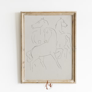 Minimalist Line Art, Vintage Horse Sketch, Abstract Horse Print, Horse Line Drawing, Neutral Aesthetic, DIGITAL Eclectic Wall Gallery Print