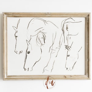 Vintage Horse Drawing, Abstract Horse Print, Horse Line Art Sketch, Minimalist wall art, Neutral Aesthetic, DIGITAL Wall Gallery Print
