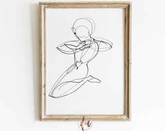 Abstract Drawing, Vintage Figure Art, Abstract Body Sketch, Antique Drawing, DIGITAL Abstract Line Art Minimalist Wall Art,Neutral Aesthetic