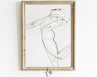 Abstract Male Drawing, Vintage Figure Art, Abstract Male Sketch, Antique Drawing, Abstract Line Art, Minimalist Wall Art, Neutral Aesthetic