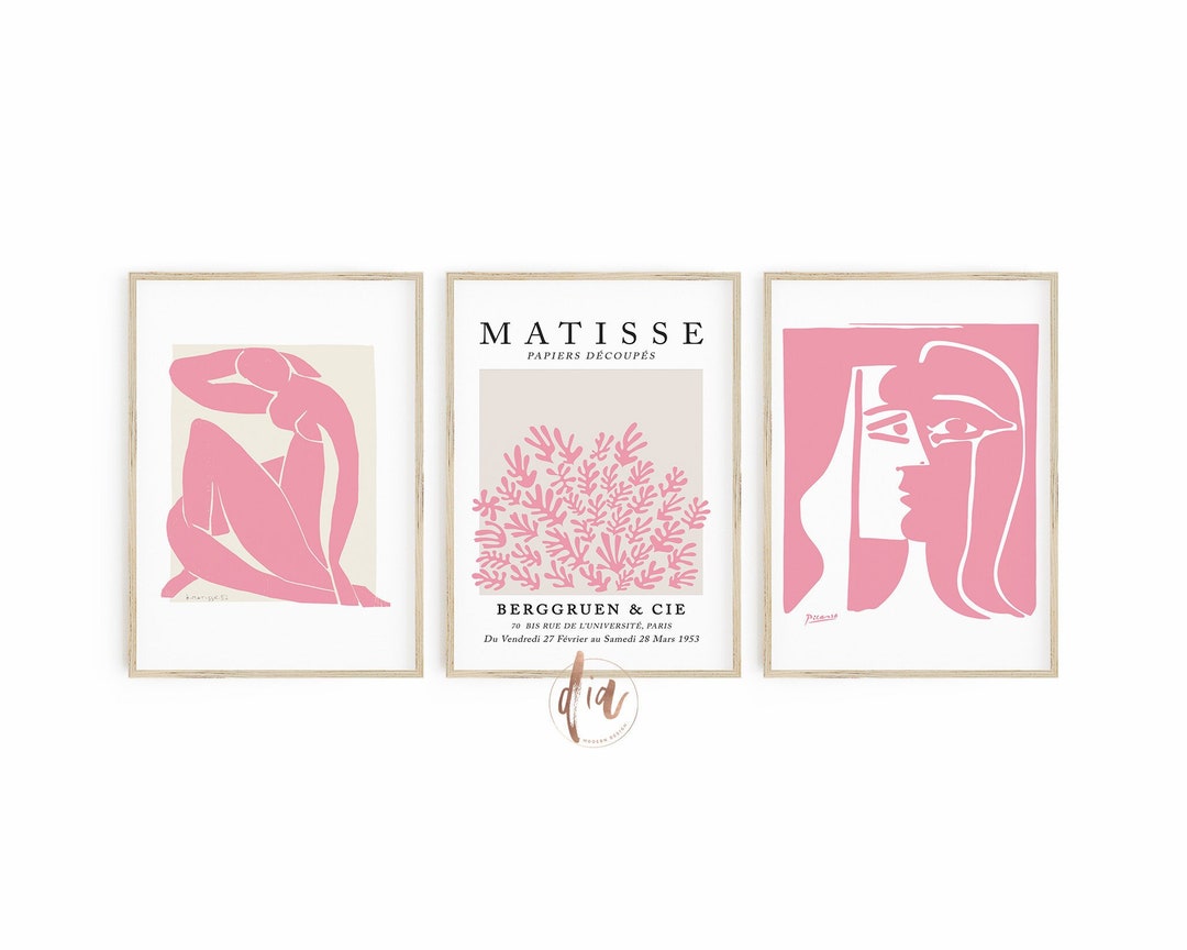 Pink Gallery Wall Set of 3 Prints, Matisse Print, Exhibition Poster ...