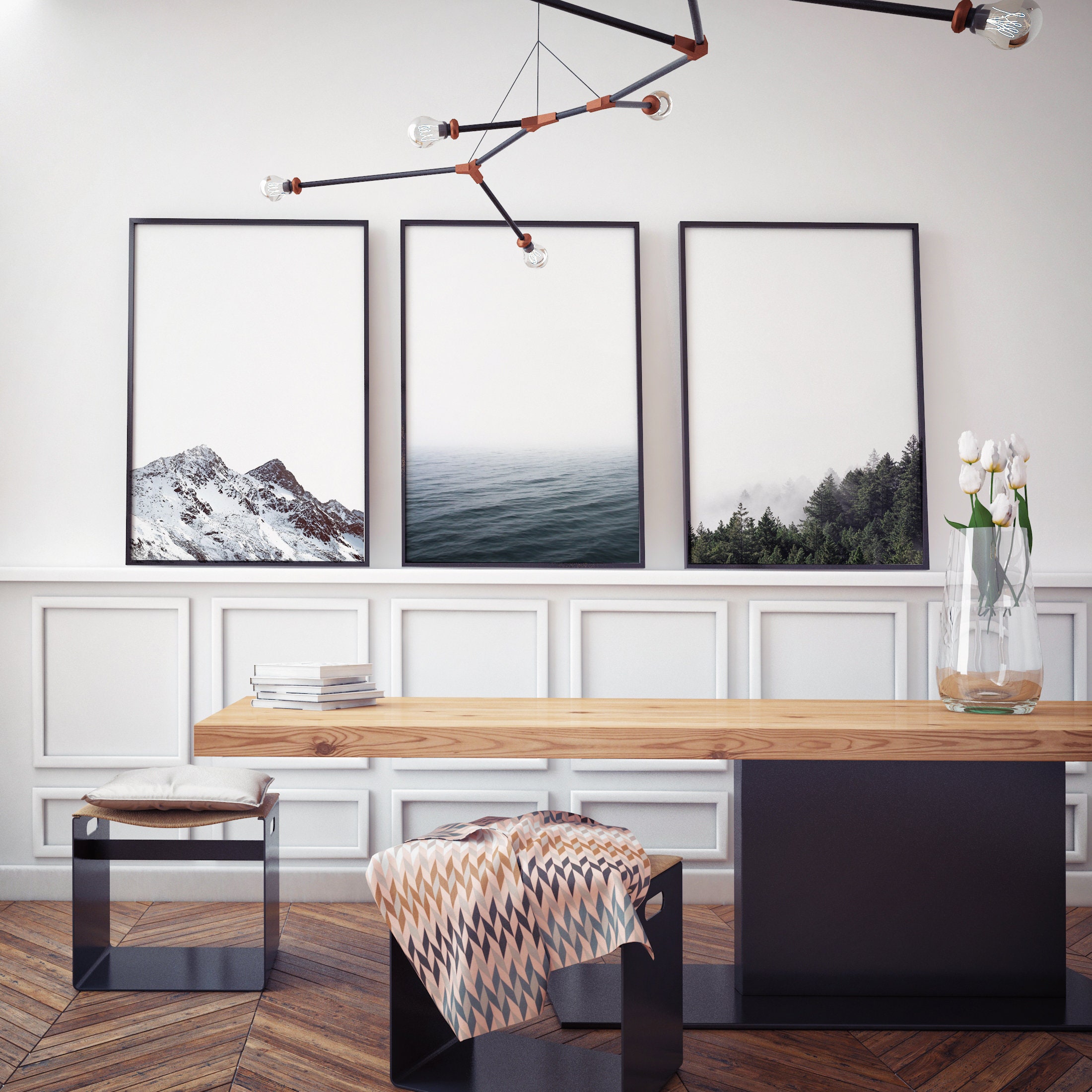 Set of 3 Prints Nature Print Minimalist 3 Piece Wall Art Landscape ...
