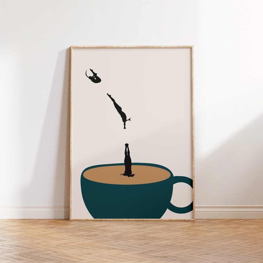 Braun EIN Tasse Von Kaffee Und Kaffee Bohne Wandkunst