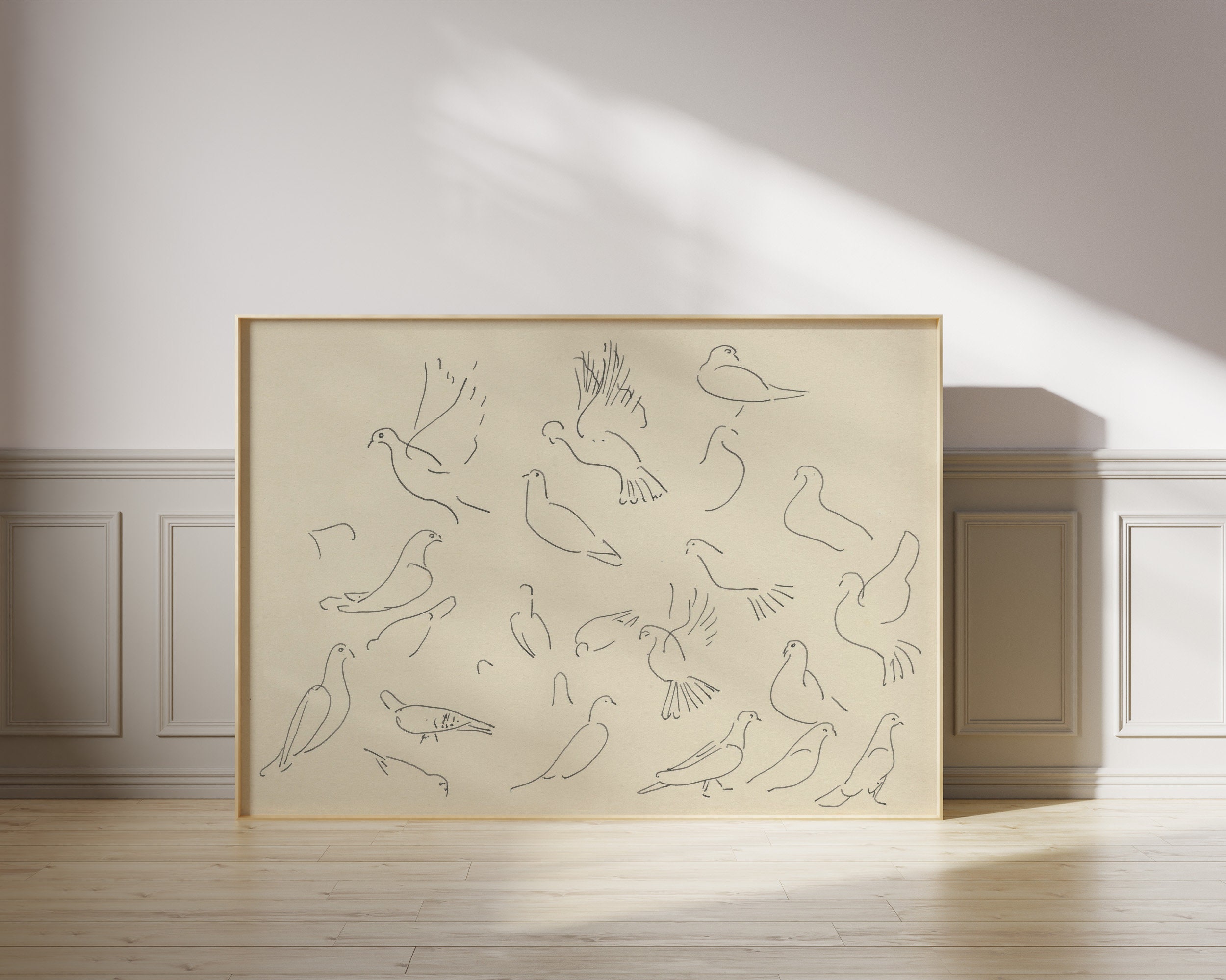 Vintage Line Art Dove Drawing, Antique Sketch, Dove Study, Neutral Wall ...