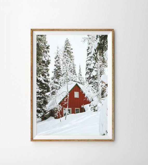 Original Photography Print Leaves in Snow Winter Scene Printable Art Rust Red Landscape Instant Download Christmas Decor Fine Art