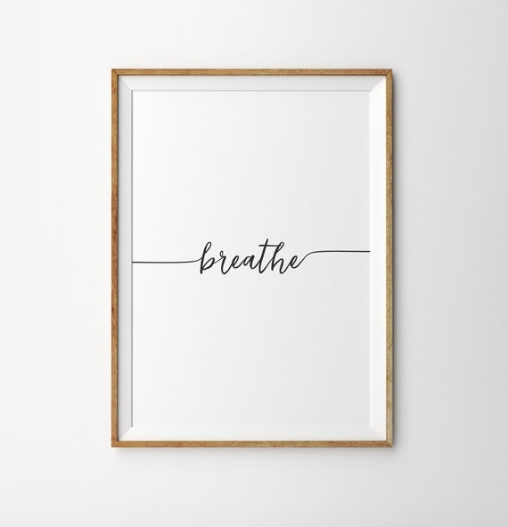 Breathe Typography Print Pilates Poster Yoga Print Printable Wall Art Digital Download Gifts for Her Office Print Office Decor Breathe Print