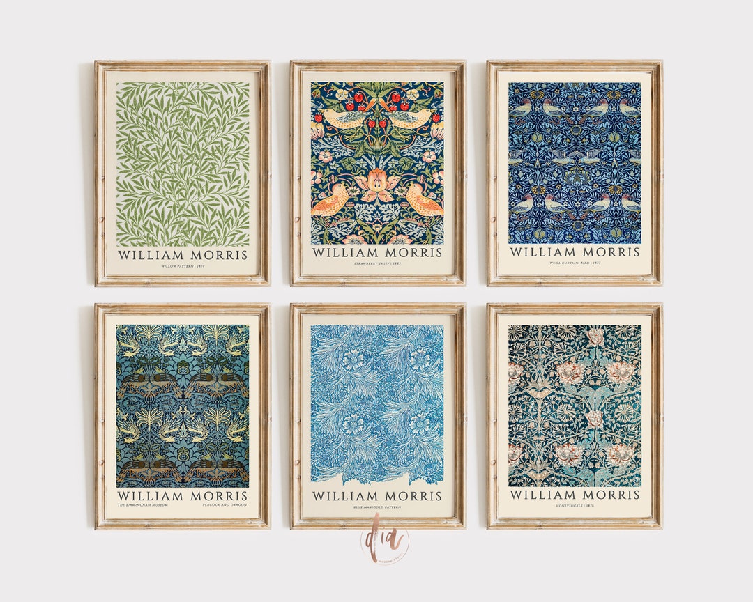 Vintage Flower Print Set of 6, William Morris Exhibition Poster Bundle ...