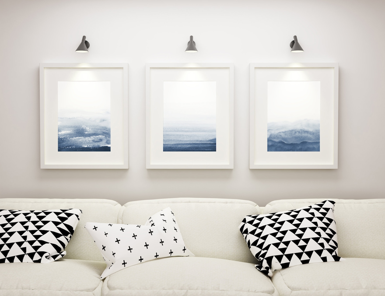 Navy Blue Wall Art Prints 3 Piece Wall Art Indigo Wall Art Etsy