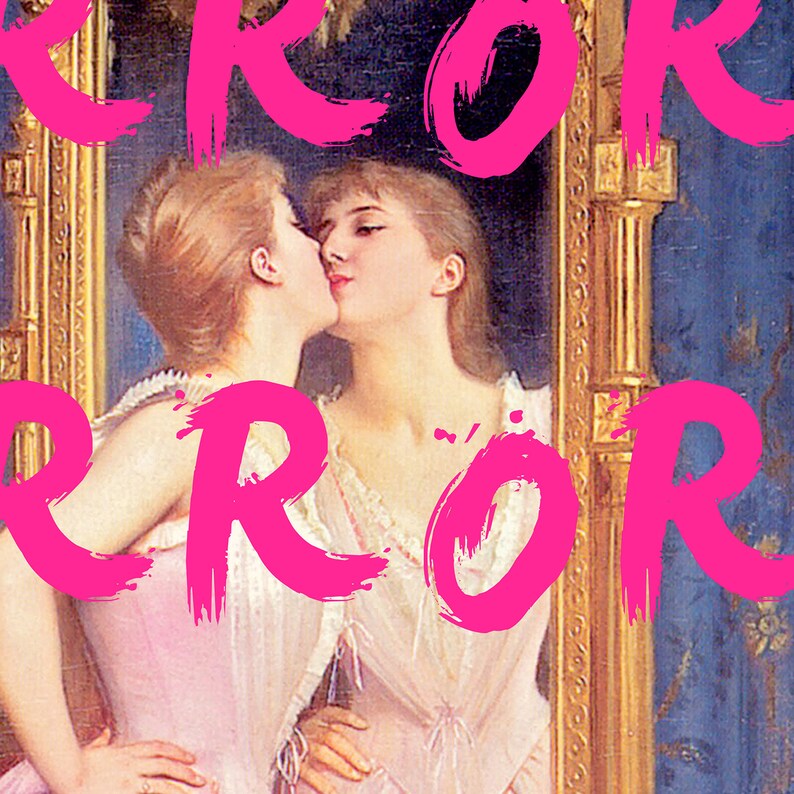 Altered Art Portrait, Girly Poster, Pink Grafitti, Spiegel Spiegel an der Wand, Vanity Print, Aesthetic Room Decor Maximallist Trendy Wall Art Bild 4