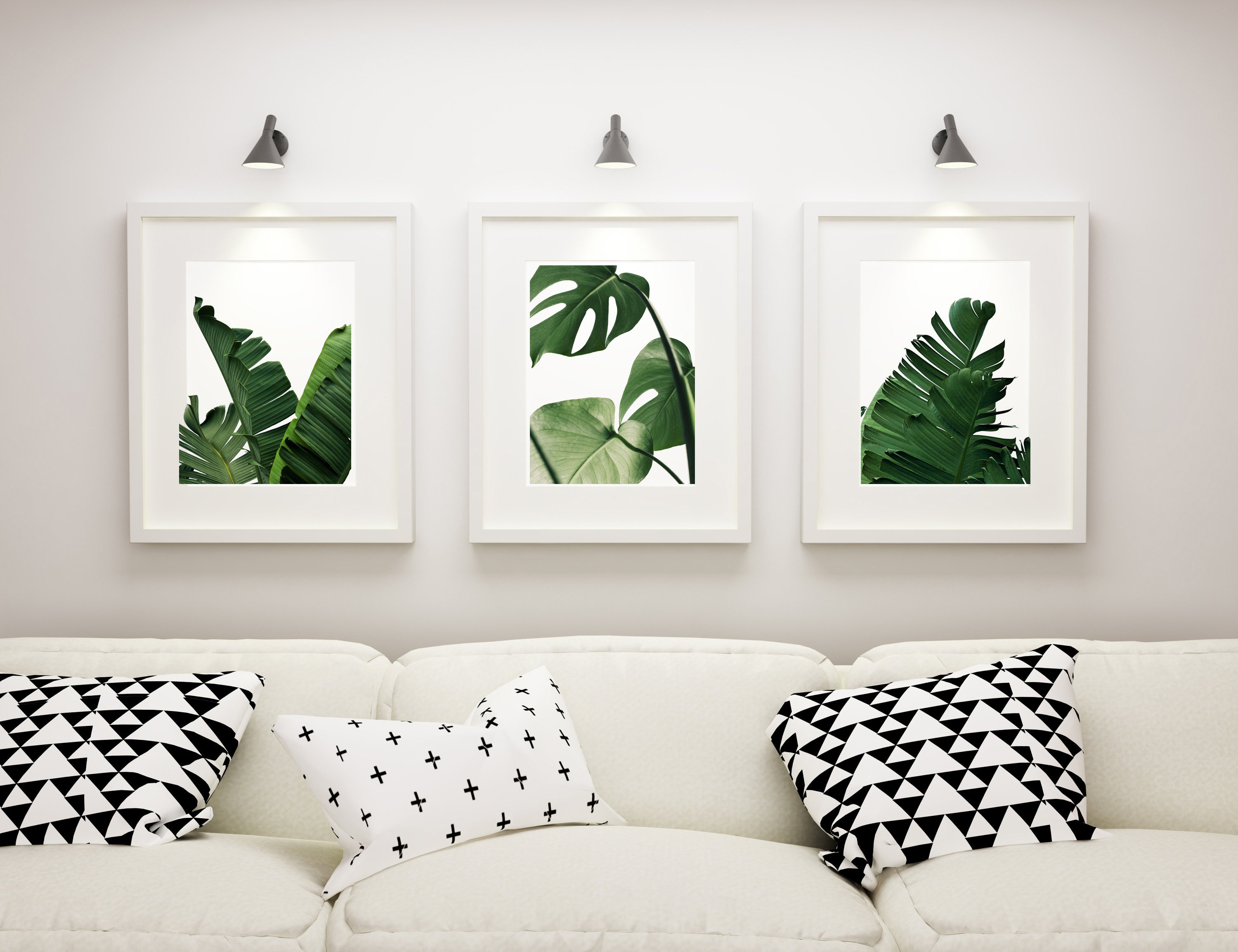 3 Piece Wall Art Tropical Leaves Printable Art Set of 3 Prints ...