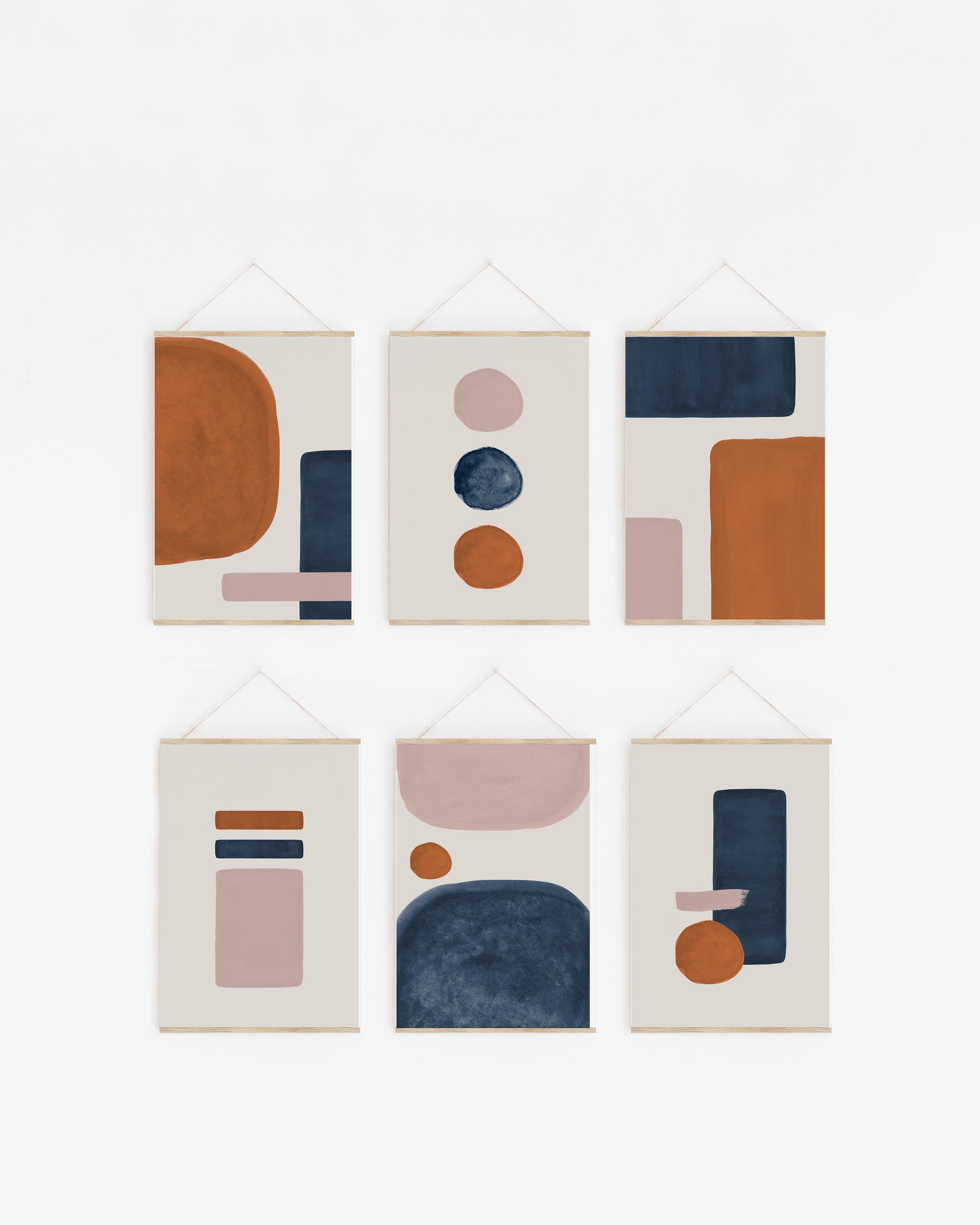 Geometric Wall Art Set of 6 Prints Mid Century Modern Art Etsy Australia