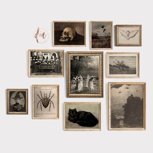 Vintage Halloween Wall Art Print Set, Downloadable Art, Dark Academia ...
