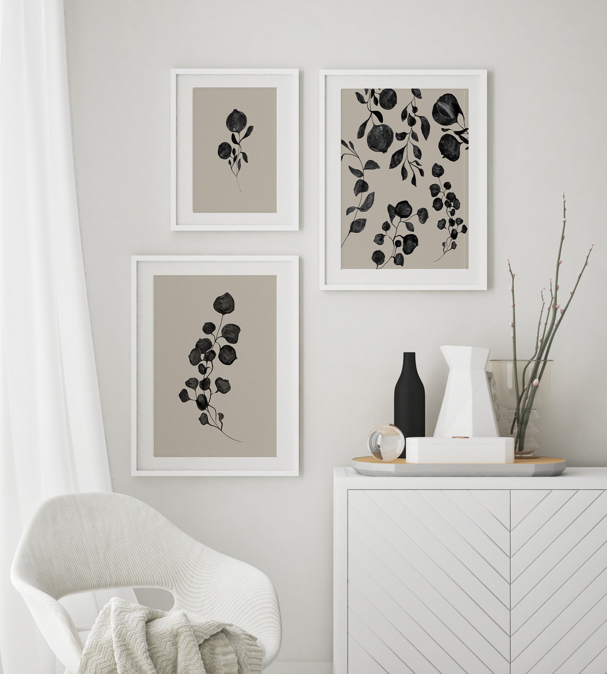 Botanical Prints Set of 3 Prints Modern Farmhouse Decor - Etsy