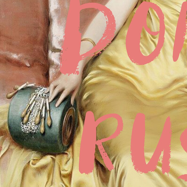May include: A close-up of a woman's hand holding a vintage spool of thread with a decorative metal trim. The spool is wrapped in a teal fabric and has a variety of wooden bobbins attached to it. The word "POR" is written in large, pink letters in the background.