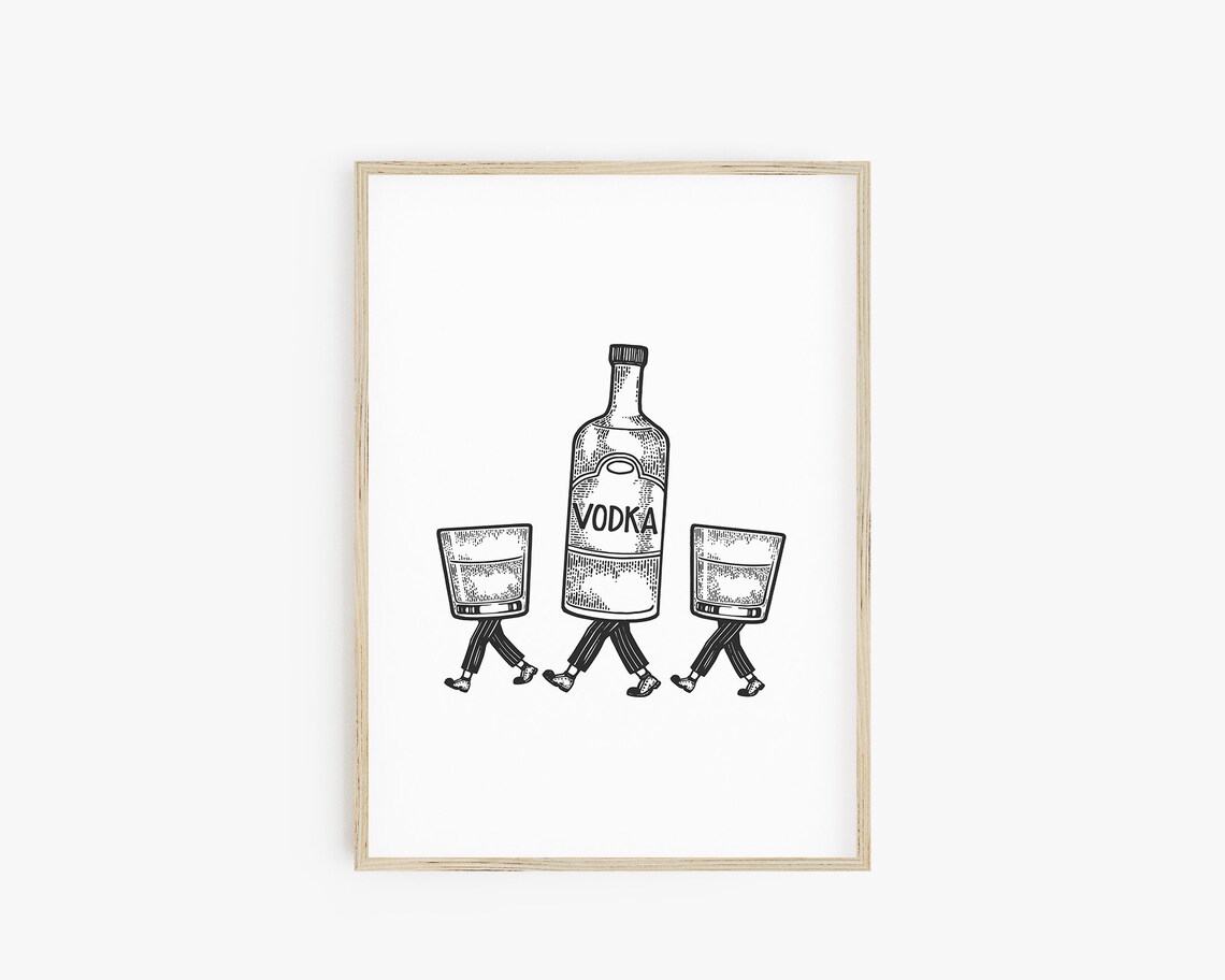 Bar Wall Art Prints Set of 4 Cocktail Prints Wine Beer Etsy