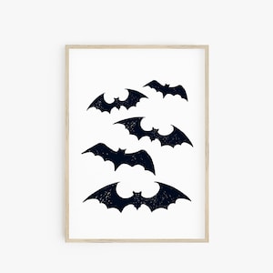 Halloween Druck 3er Set, moderne minimalistische Drucke, druckbare Wandkunst, Fledermaus Geister Kunst, Spinnennetz, Digitaldrucke, großes Poster Druck Bild 4
