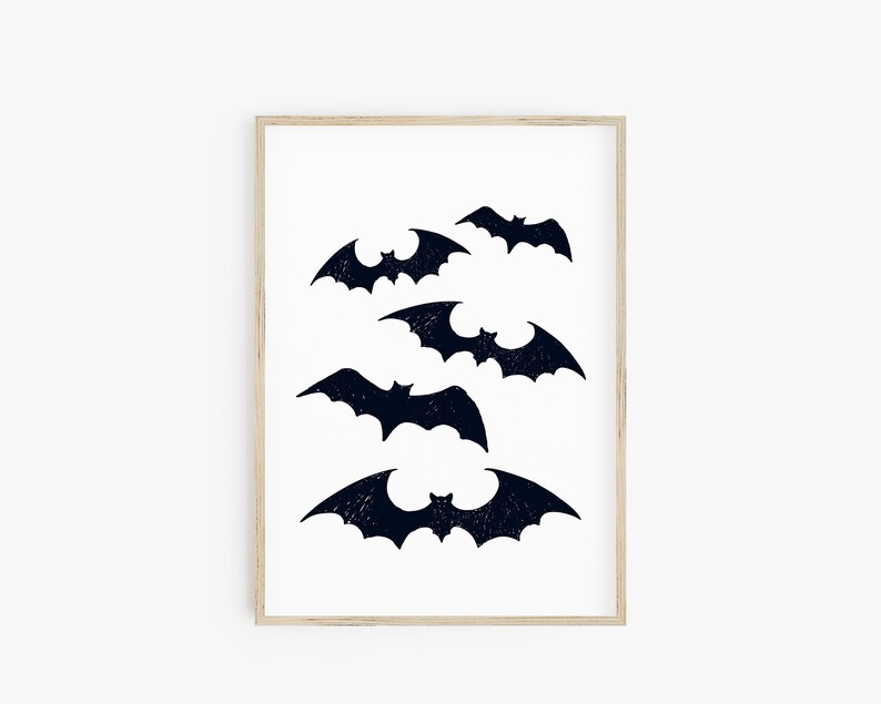 Halloween Druck 3er Set, moderne minimalistische Drucke, druckbare Wandkunst, Fledermaus Geister Kunst, Spinnennetz, Digitaldrucke, großes Poster Druck Bild 4
