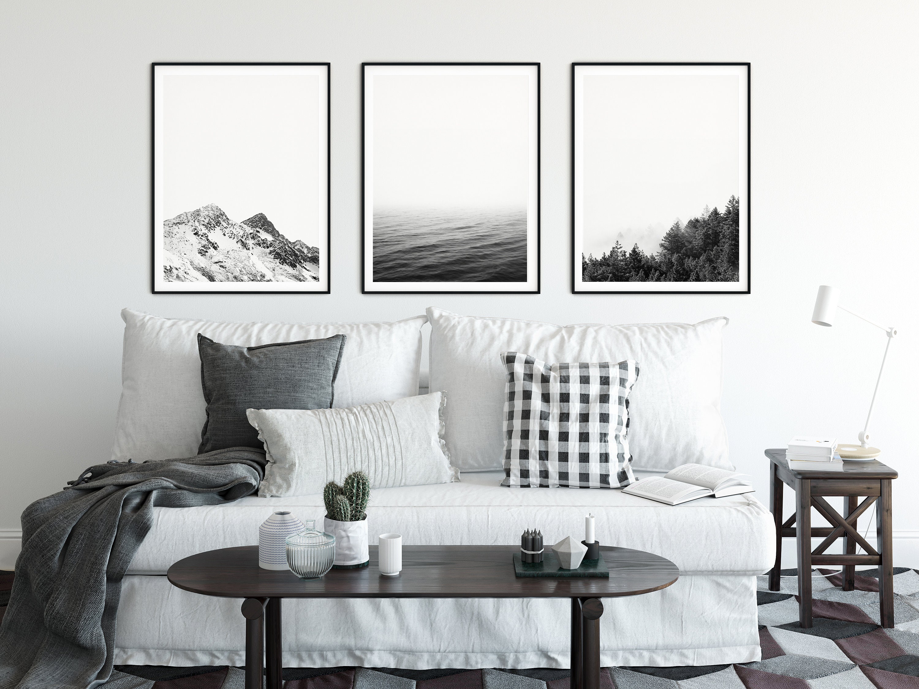 3 Piece Wall Art Black and White Nature Prints Landscape - Etsy