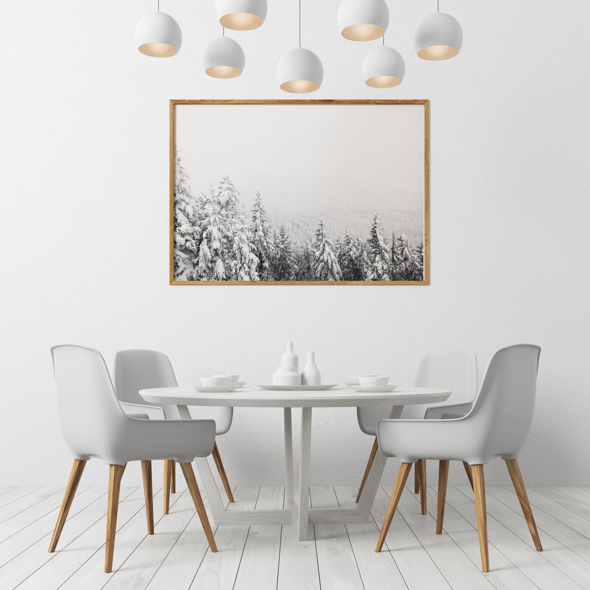 Winter Forest Print Christmas Wall Art Snow Covered Pine Trees ...