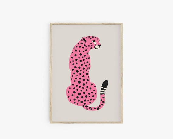Pink Abstract Graffiti Wall Art Poster Print Picture Cheetah