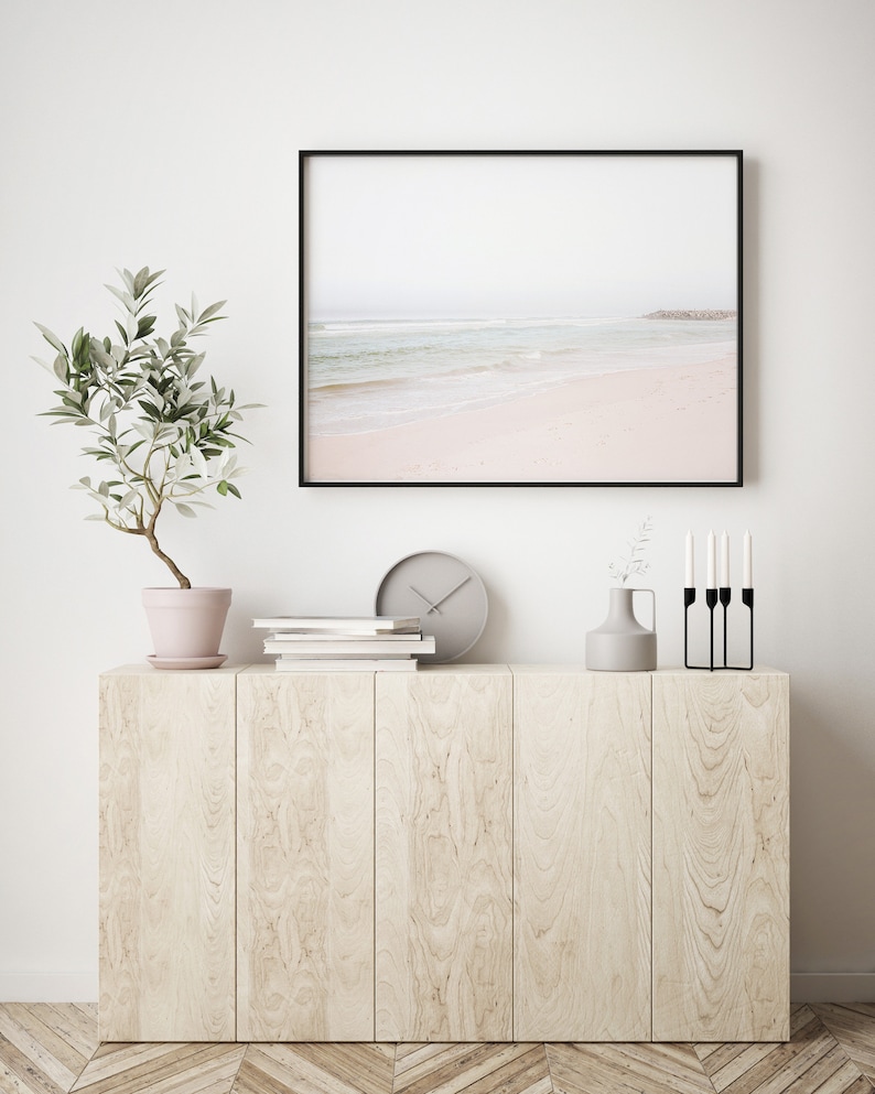 Ocean Print Beach Wall Art Modern Coastal Decor Large Horizontal Print Muted Pastels Landscape Photography Coastal Farmhouse Printable Art image 3