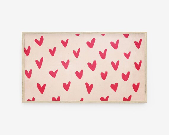 Frame TV Art Hearts, Samsung Frame TV Valentine's Day Art, Red Watercolor Hearts, Digital Download, LG tv, Seasonal Art