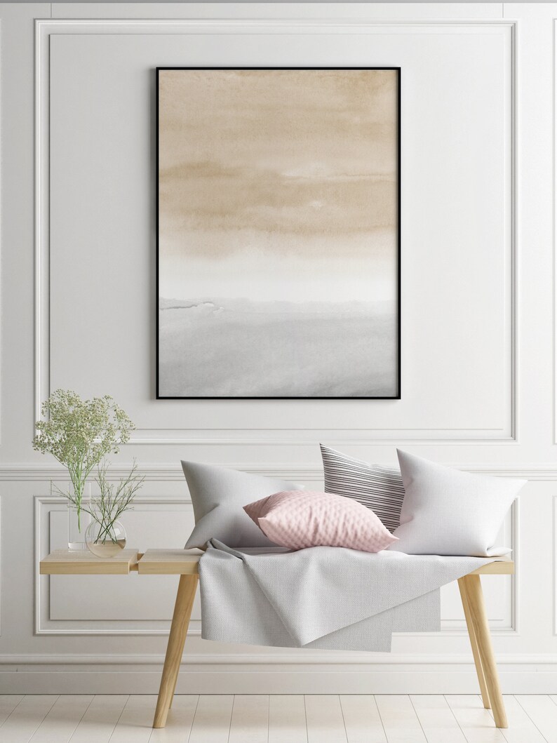 Taupe grey art extra large wall art prints large watercolor Etsy