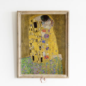 Gustav Klimt Print The Kiss, Klimt Famous Painting, Vintage Poster, Printable Wall Art, Digital Prints, Eclectic Wall Art Abstract Art Print