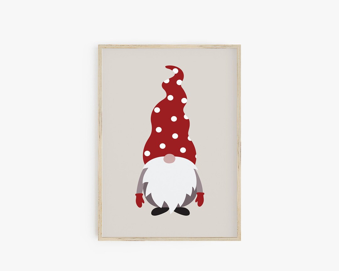 Christmas Gnome Wall Art Print, Scandi Gonk Art Print, Nordic Gnome