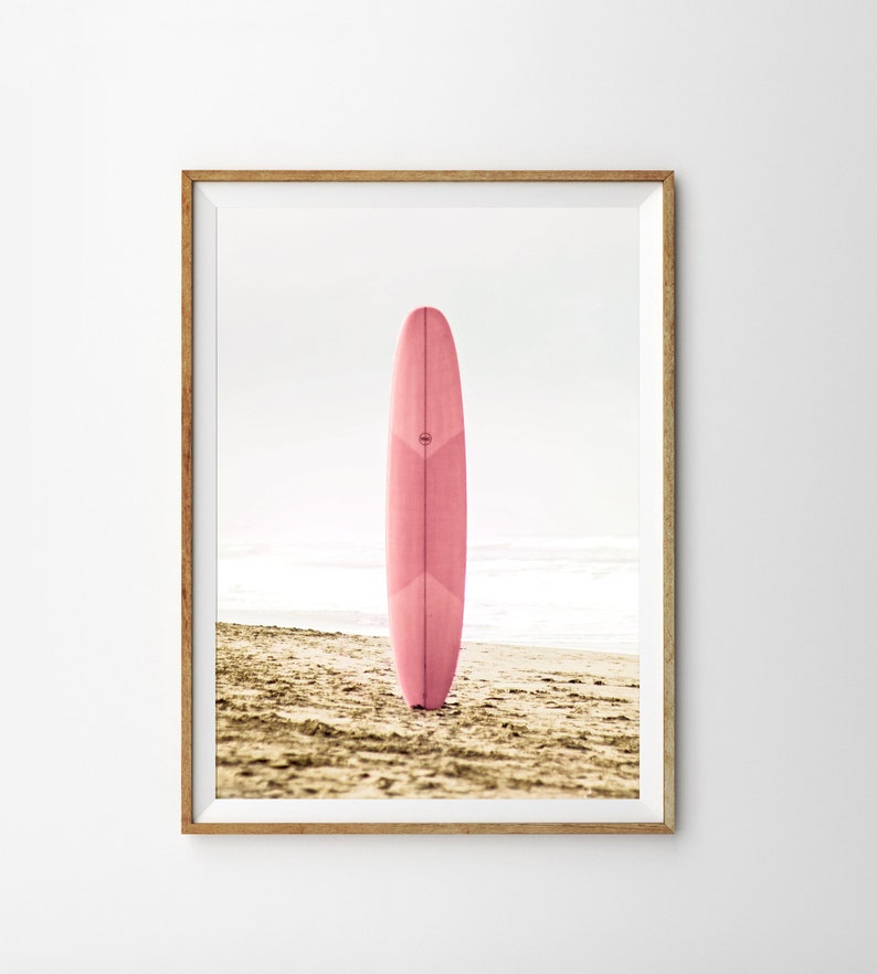 Beach Wall Gallery Set of 5 Prints Pink Surfboard Print Surf Etsy