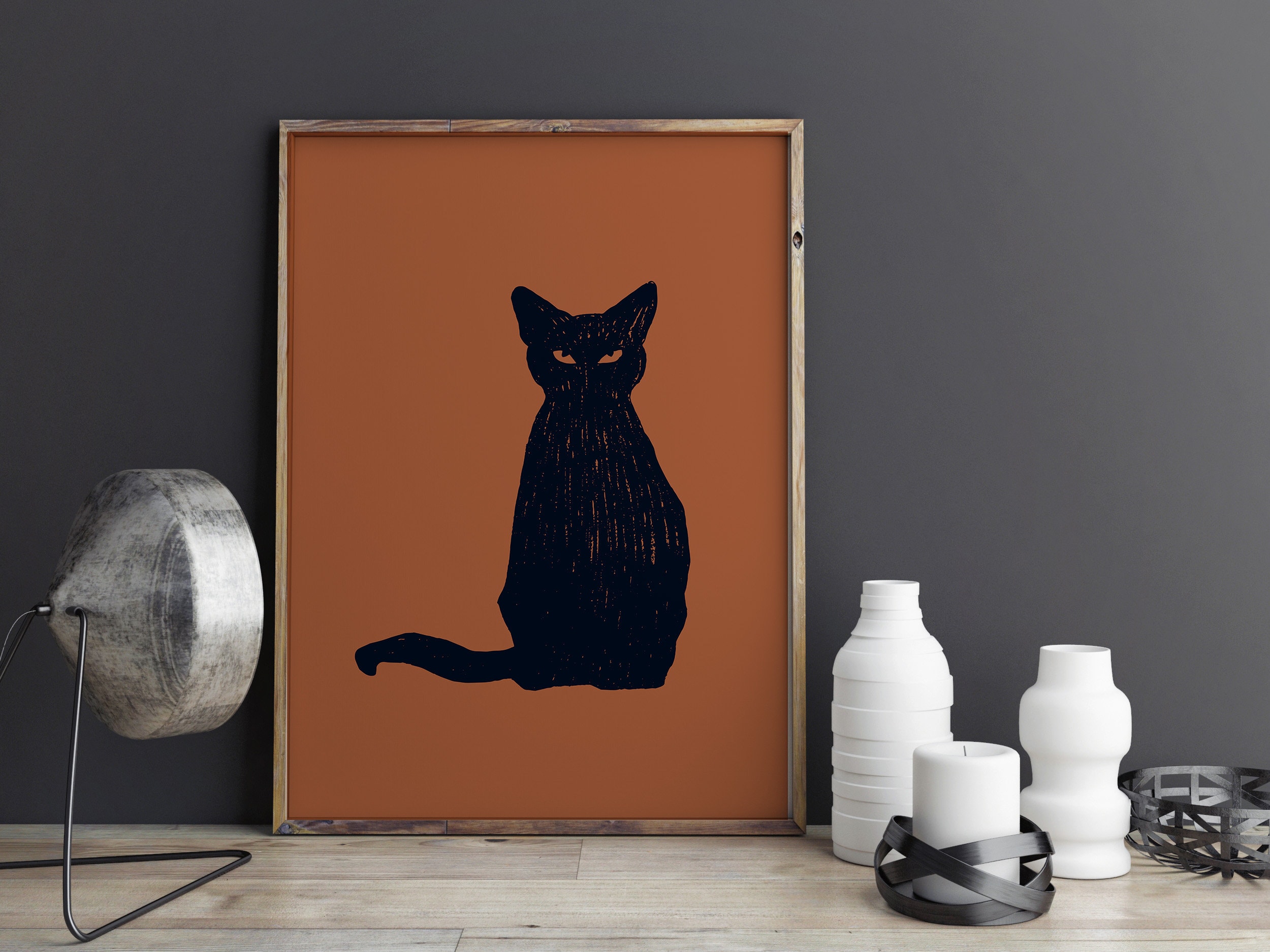 Black Cat Print Halloween Wall Art Halloween Decor Black - Etsy