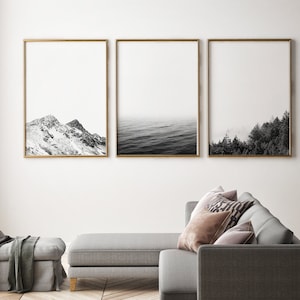 3 Piece Wall Art Black and White Nature Prints Landscape Photography