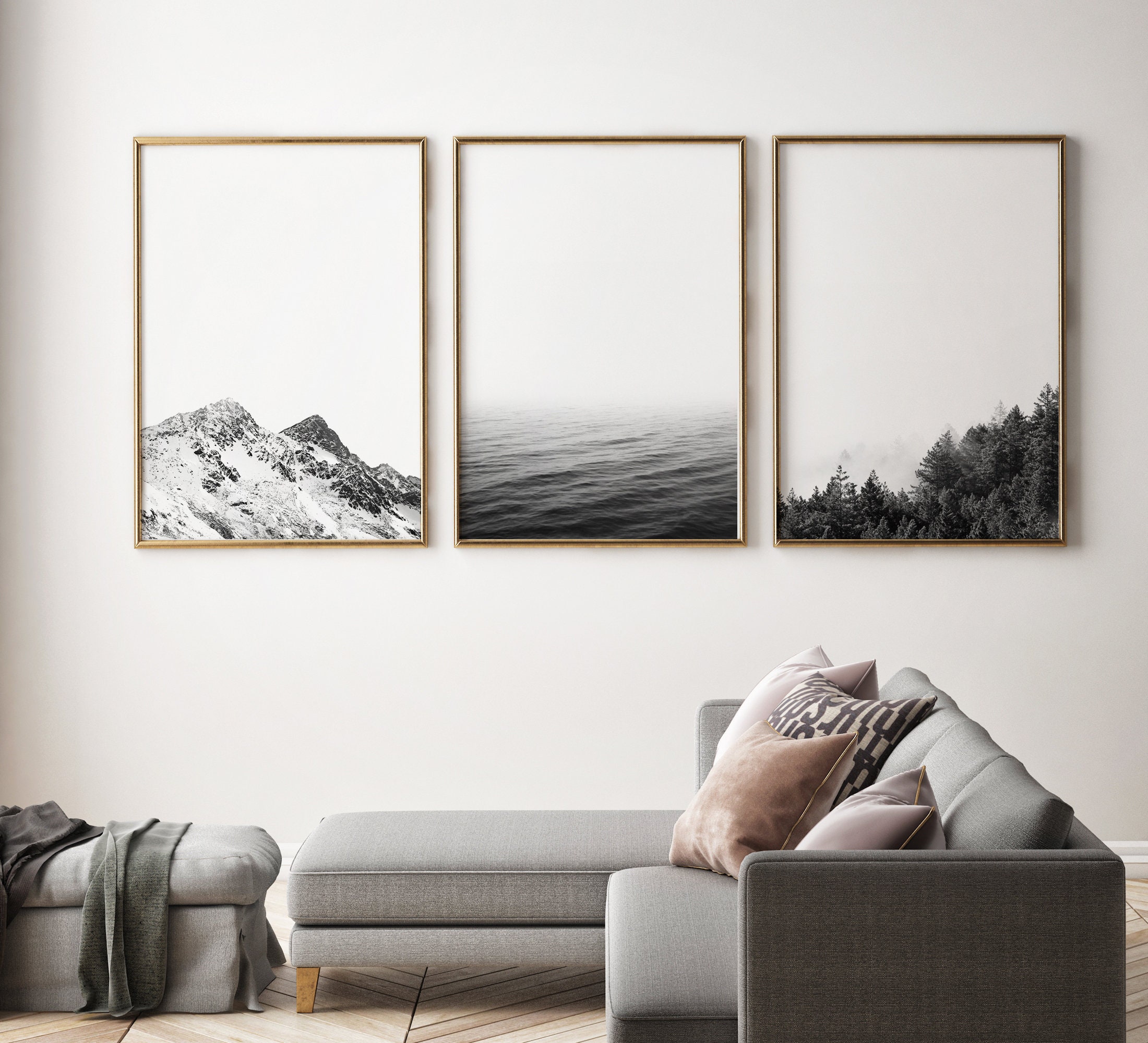 3 Piece Wall Art Black and White Nature Prints Landscape Photography ...