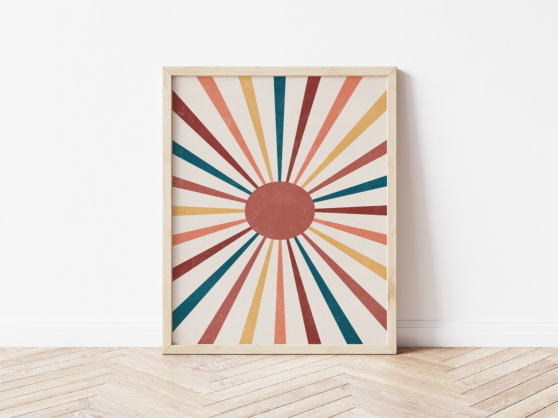 Colorful Sunburst Print Sun Wall Art Playroom Decor Kids Room Etsy