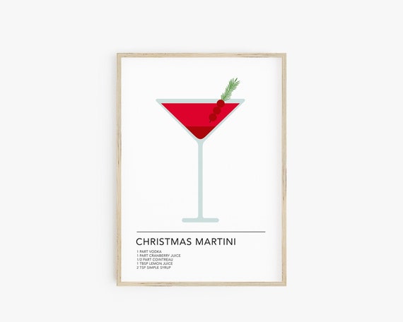 Christmas Martini Recipe Print, Bar Cart Prints, Holiday Martini, Cocktail Art Print, Printable Wall Art, Christmas Drink, Modern Bar Decor